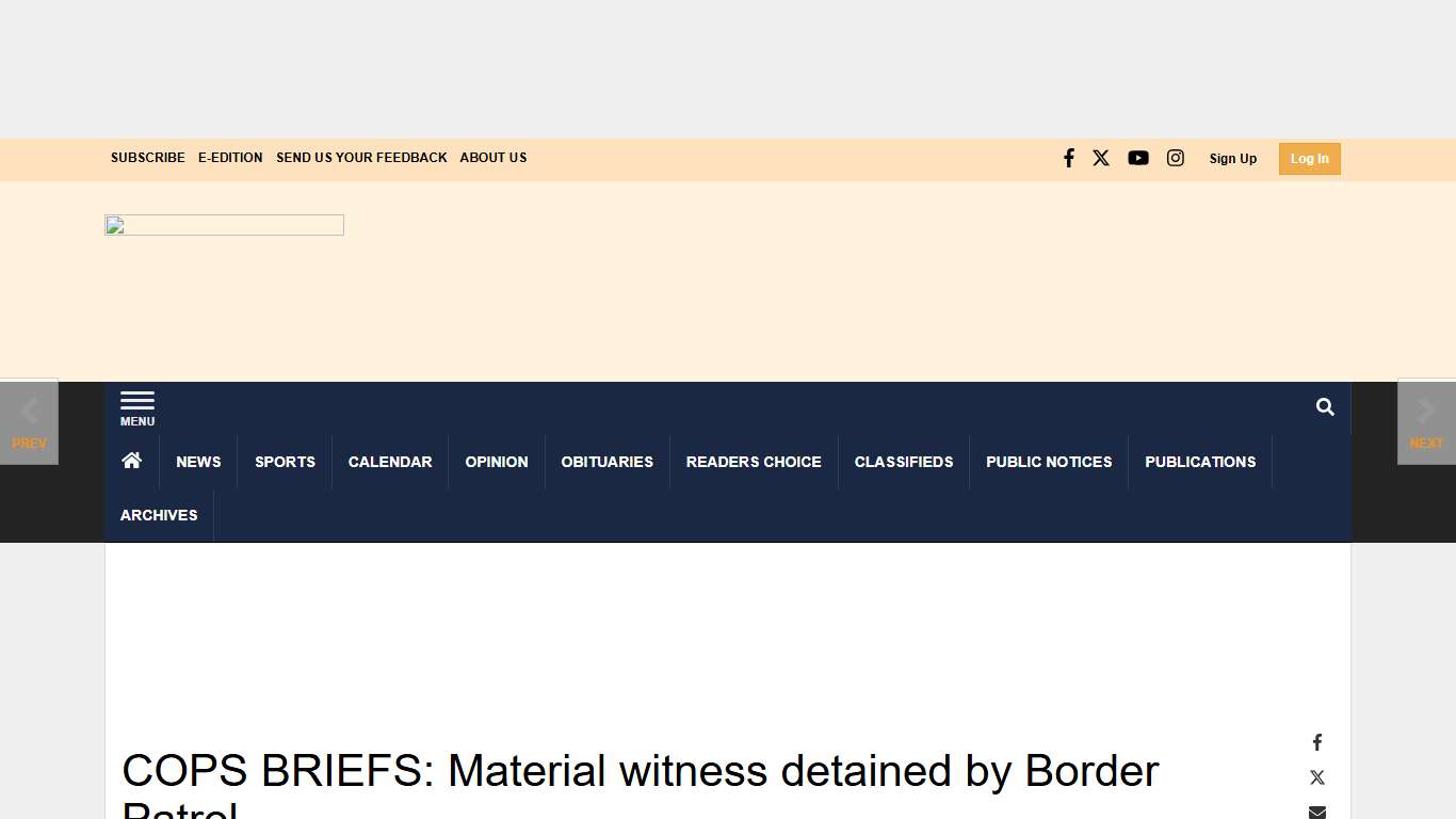 COPS BRIEFS: Material witness detained by Border Patrol News ivpressonline.com